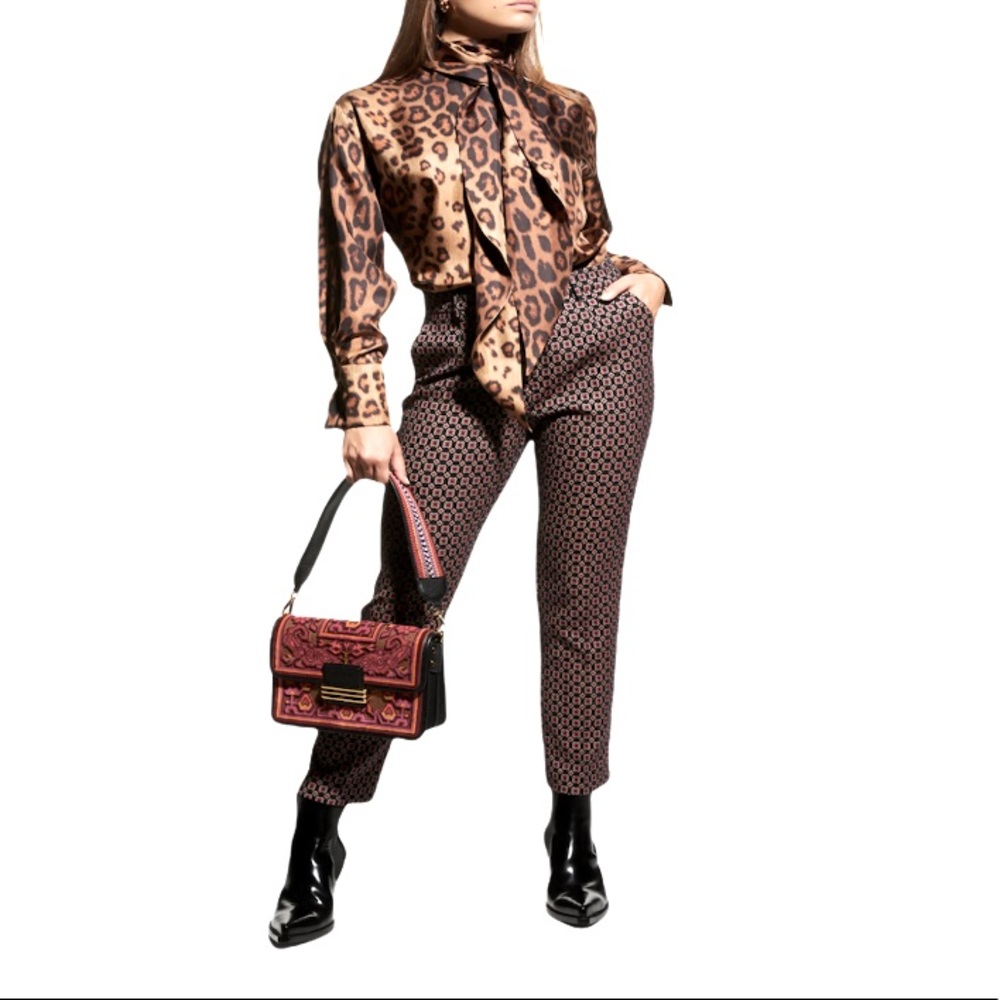 Trouve Tie-Neck Silk Blouse